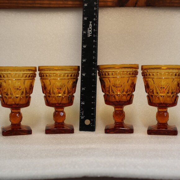 Set of 4 Indiana Glass Amber Goblets โ Colony Park Lane โ 4 oz โ Vintage โ EUC - Picture 4 of 5